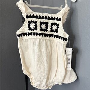 Nicole Miller Cream and Black Baby Romper